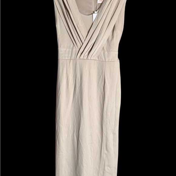 Freylina Dresses & Skirts - Beige Sleeveless Neck Sheath Dress